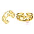 "Crescent and Star" Ring, 18K Gold Plated Steel (Adjustable)