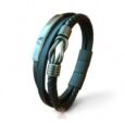 Men’s Classic Black Braided Leather Bracelet with Magnetic Clasp