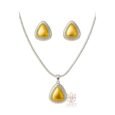 Necklace 18K Gold Plated Steel + Earrings + Pendant