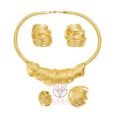 4Pcs Jewelry Set Rings Necklace Earrings Bracelet High Performance Luxury 18k Gold Plating Gold Plated Jewelry