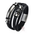 Men's Leather Bracelet for Men Jewellery,Black Braided Leather 20-21cm