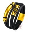 Men's Leather Bracelet for Men Jewellery,Black Braided Leather 20-21cm