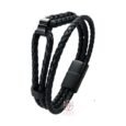 Jewelry Men's Leather Bracelet with Magnetic Closure 20-21cm