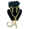 Luxurious 4Pcs Jewelry Set Rings Necklace Earrings Bracelet High Performance Luxury 18k Gold Plating Gold Plated Jewelry