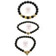 Tiger Eye Bracelet For Men 8MM Natural Stone Beads Bracelet 3 Set Stretch Lava Rock Bracelets Adjustable Black Crystal Beaded Bracelet for Men