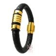Mens Bracelet Leather & Braided Beads Wristband Bracelet 20-21cm
