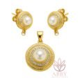 Earrings, 18K Gold Plated Steel + Pendant
