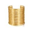 Vintage Gold-Plated Stainless Steel Wide Cuff Bangle for Women