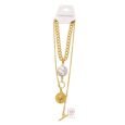 Gold-Plated Stainless Steel Necklace with Imitation Pearl Pendant