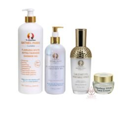 Flawless White Extra Fairness Lotion + Shower Milk Gel + Face Cream+ Serum (4Pcs)