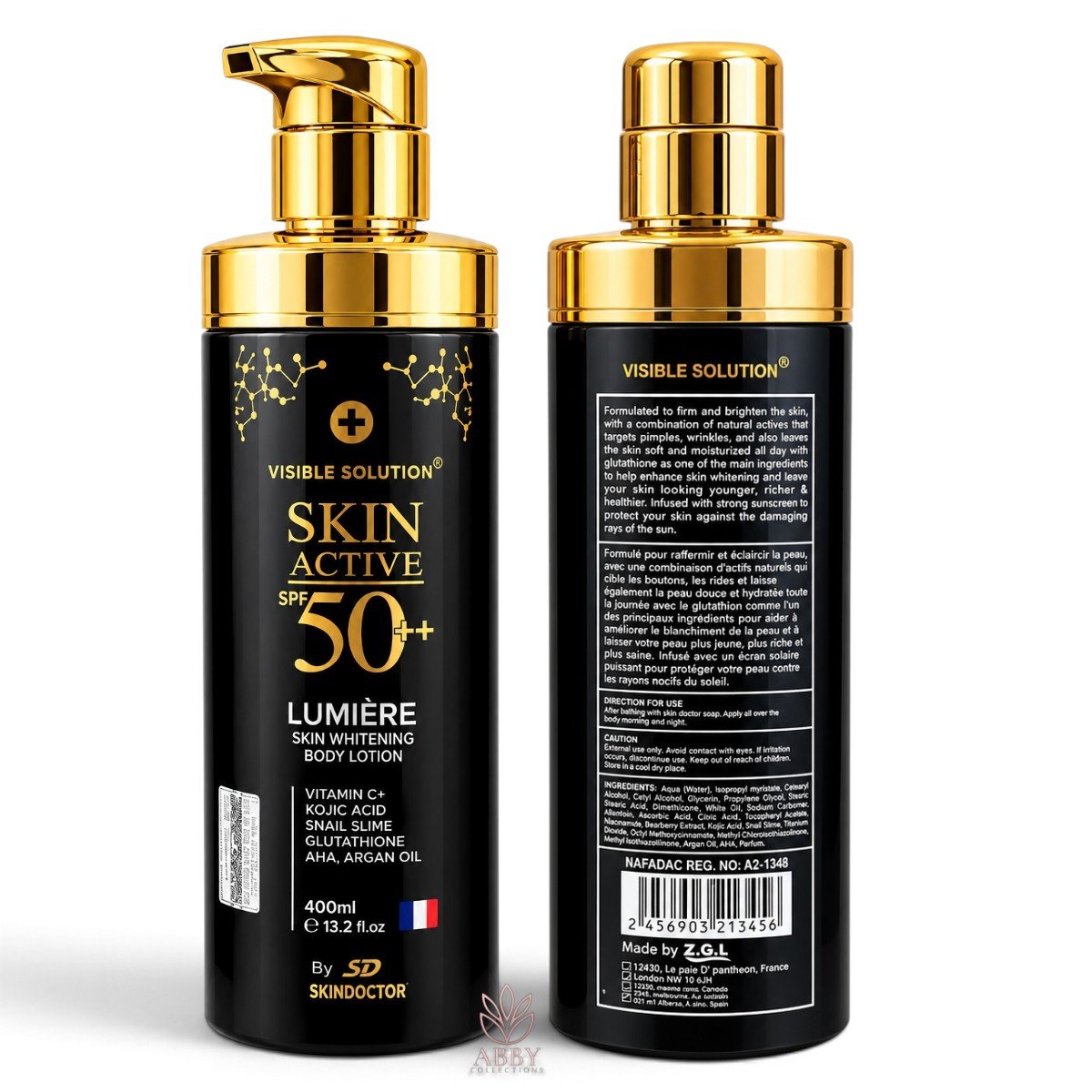 sd skin Visible Solution Skin Active SPF50+ Skin Whitening Body Lotion 400ml - Image 1